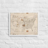 1888 Map of the Indian Reservations within the United States and Territories - Framed Canvas