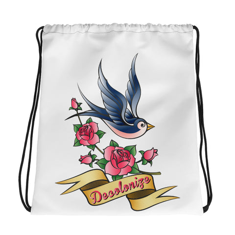 Decolonize - Sailor Jerry Style Swallow Tattoo - Drawstring bag