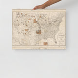 1888 Map of the Indian Reservations within the United States and Territories - Canvas Print