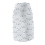 Wabanaki Double Curve in Periwinkle Women's Pencil Skirt