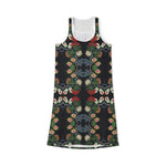 Floral Roses Beadwork Print Women's Racerback Dress