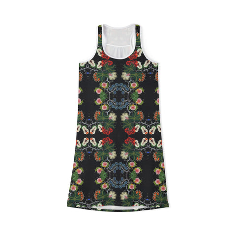 Floral Roses Beadwork Print Women's Racerback Dress
