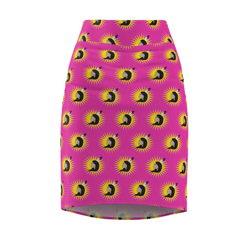 Women Warrior Print Pink Women's Pencil Skirt