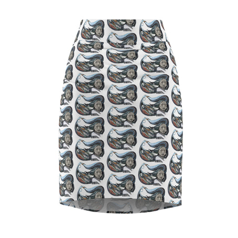 Innu Woman Stick and Poke Face Tattoos - Sea Creatures - Women's Pencil Skirt - Sedna