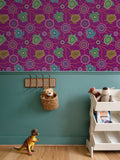 Beadwork Turtle Island - Elderberry Seas - Designer Wallpaper