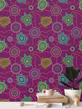 Beadwork Turtle Island - Elderberry Seas - Designer Wallpaper