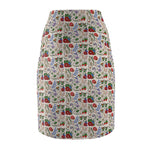 Eastern Woodlands Floral Beige Women's Pencil Skirt