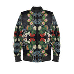 Eastern Woodlands Floral Beadwork Fruit & Roses Print Mens Bomber Jacket