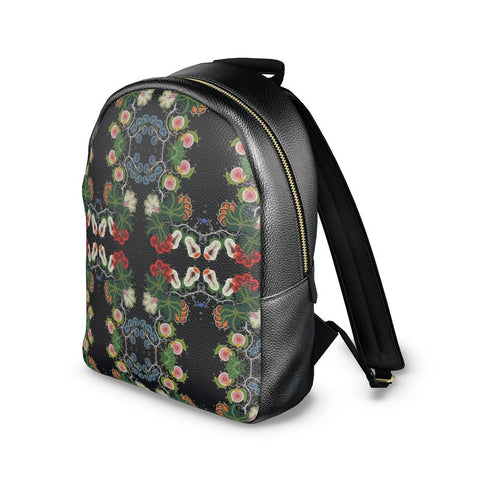 Eastern Woodlands Floral Beadwork Fruit & Roses Print Colville Premium Leather Backpack