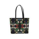 Eastern Woodlands Floral Roses and Fruit Beadwork Print Leather City Shopper
