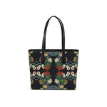Eastern Woodlands Floral Roses and Fruit Beadwork Print Leather City Shopper