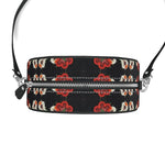 Eastern Woodlands Floral Roses and Fruit Beadwork Print Leather Round Box Bag