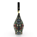 Eastern Woodlands Floral Roses and Fruit Beadwork Print Curve Hobo Bag