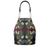 Eastern Woodlands floral Rose & Fruit Beadwork Print Premium Leather Bucket Bag