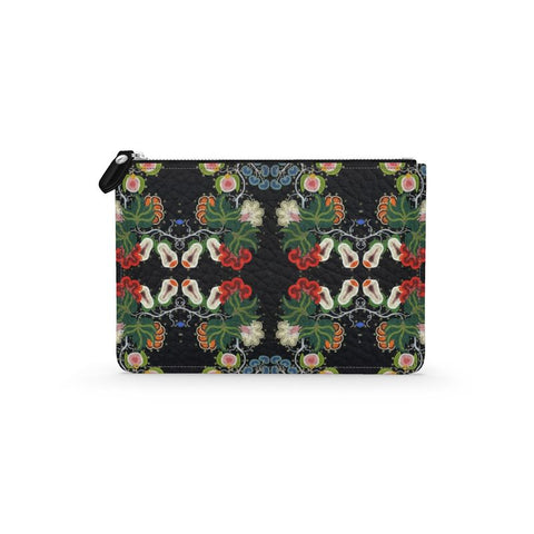 Eastern Woodlands Floral Roses and Fruit Beadwork Print Leather pouch