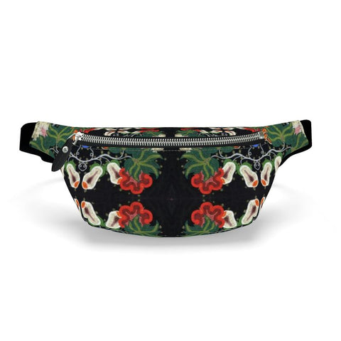Eastern Woodlands Floral Roses and Fruit Beadwork Print Fanny Pack