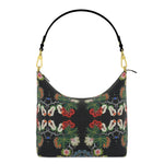 Eastern Woodlands Floral Roses and Fruit Beadwork Print Square Hobo Bag