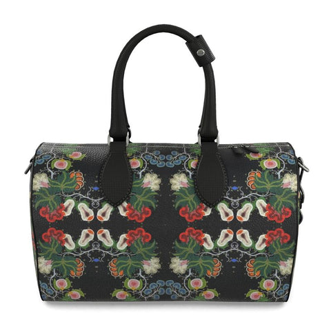 Eastern Woodlands Floral Leather Beadwork Print Duffle bag