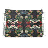 Eastern Woodlands Floral Rose & Fruit Beadwork Print Premium Crossbody Bag With Chain