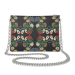 Eastern Woodlands Floral Rose & Fruit Beadwork Print Premium Crossbody Bag With Chain