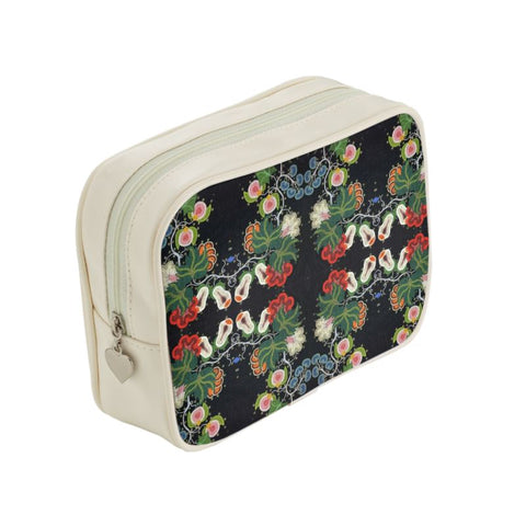 Eastern Woodlands Floral Roses and Fruit Beadwork Print Make Up Bag