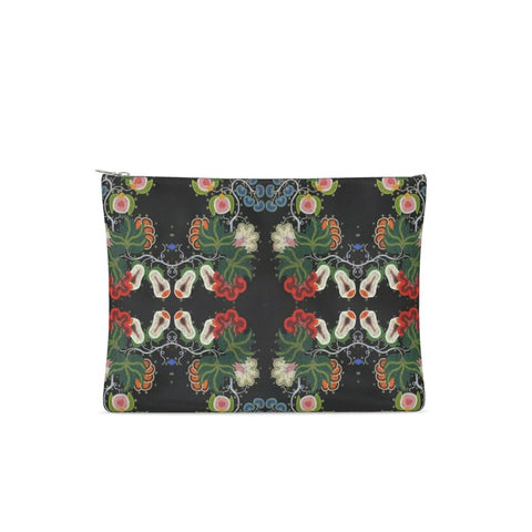 Eastern Woodlands Floral Beadwork Print Leather Clutch Bag