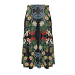 Eastern Woodlands Floral Beadwork Pattern Midi Skirt