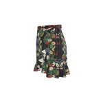 Eastern Woodlands Floral Roses and Fruit Beadwork Print Flounce Skirt