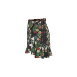 Eastern Woodlands Floral Roses and Fruit Beadwork Print Flounce Skirt