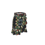 Eastern Woodlands Floral Roses and Fruit Beadwork Print Flounce Skirt