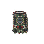 Eastern Woodlands Floral Roses and Fruit Beadwork Print Flounce Skirt