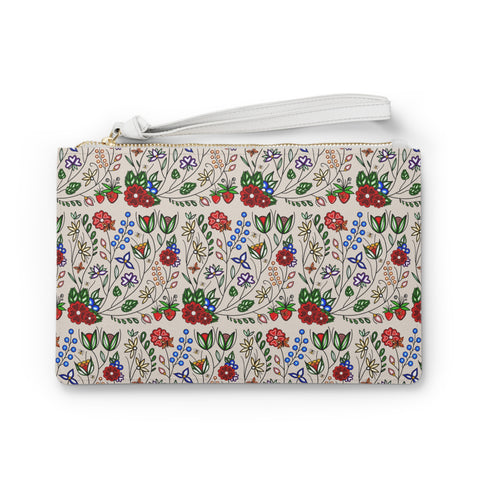 Eastern Woodlands Floral Beige Clutch Bag