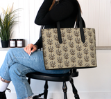 Pussy Willow Beadwork Print Vegan Leather Tote