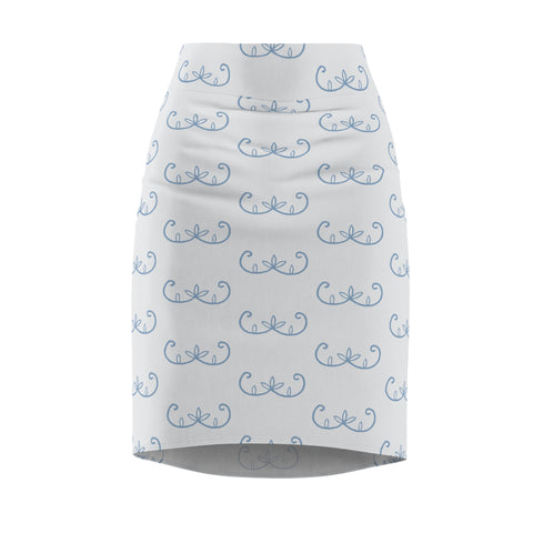 Wabanaki Double Curve in Periwinkle Women's Pencil Skirt
