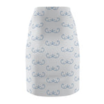 Wabanaki Double Curve in Periwinkle Women's Pencil Skirt