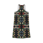 Floral Roses Beadwork Print Women's Racerback Dress