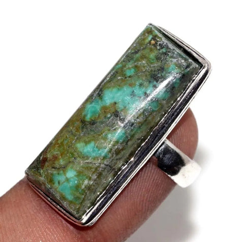 Chrysocolla 925 Silver Handcrafted Gemstone Ring US 8
