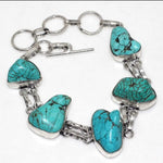 Turquoise 925 Silver Gemstone Handmade Bracelet 7.5"