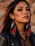 Crow & Rose Beaded Fringe Earrings | Handcrafted Statement Earrings 4 Inches