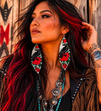 Crow & Rose Beaded Fringe Earrings | Handcrafted Statement Earrings 4 Inches