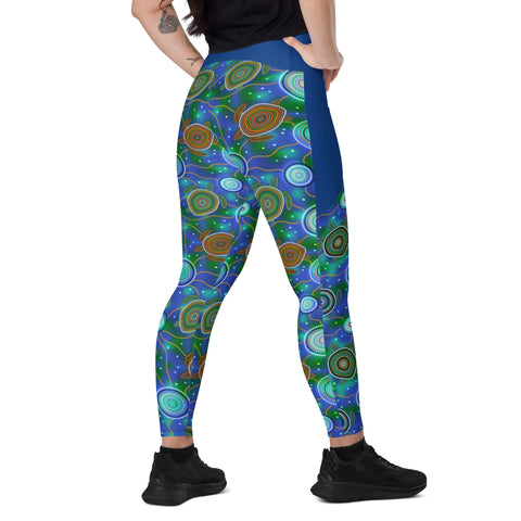 BEADWORK TURTLE ISLAND - Crossover Leggings with Pockets