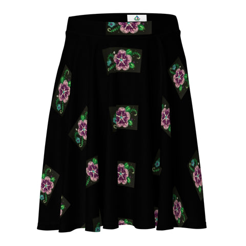 Watercolor Abstract Beaded & Quilled Floral Print - Clara Skirt