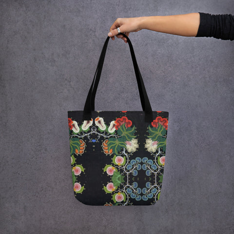 Vintage Beadwork Fruit & Flowers Design Tote Bag