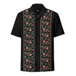 Eastern Woodlands Floral Black - Native American Designer Hawaiian Shirt