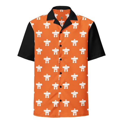 Inukshuk Orange Pattern Inuit Hawaiian Shirt