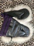 Arctic Wolf fur & leather Indigenous gauntlet mitts by Rebecca Pokiak