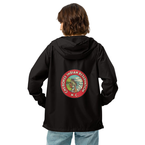 Vintage Style Cherokee Indian Reservation North Carolina - Unisex lightweight zip up windbreaker