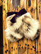 Arctic Wolf fur & leather Indigenous gauntlet mitts by Rebecca Pokiak