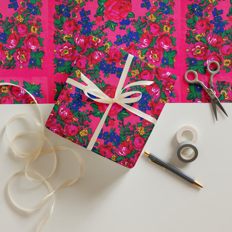 Pink Kokum Scarf Wrapping Paper Sheets