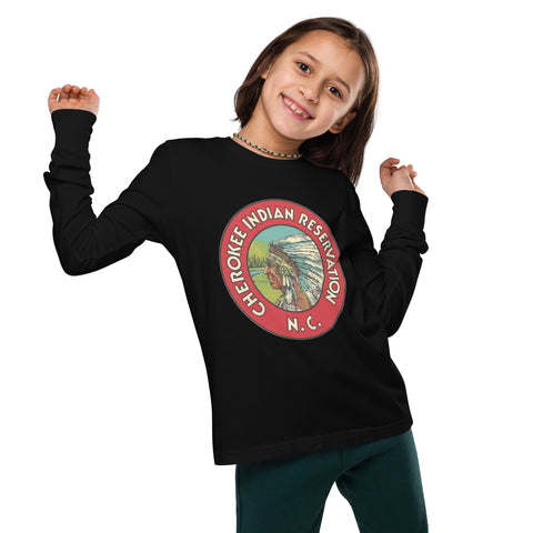 Vintage Cherokee Reservation North Carolina Youth Long Sleeve Tee